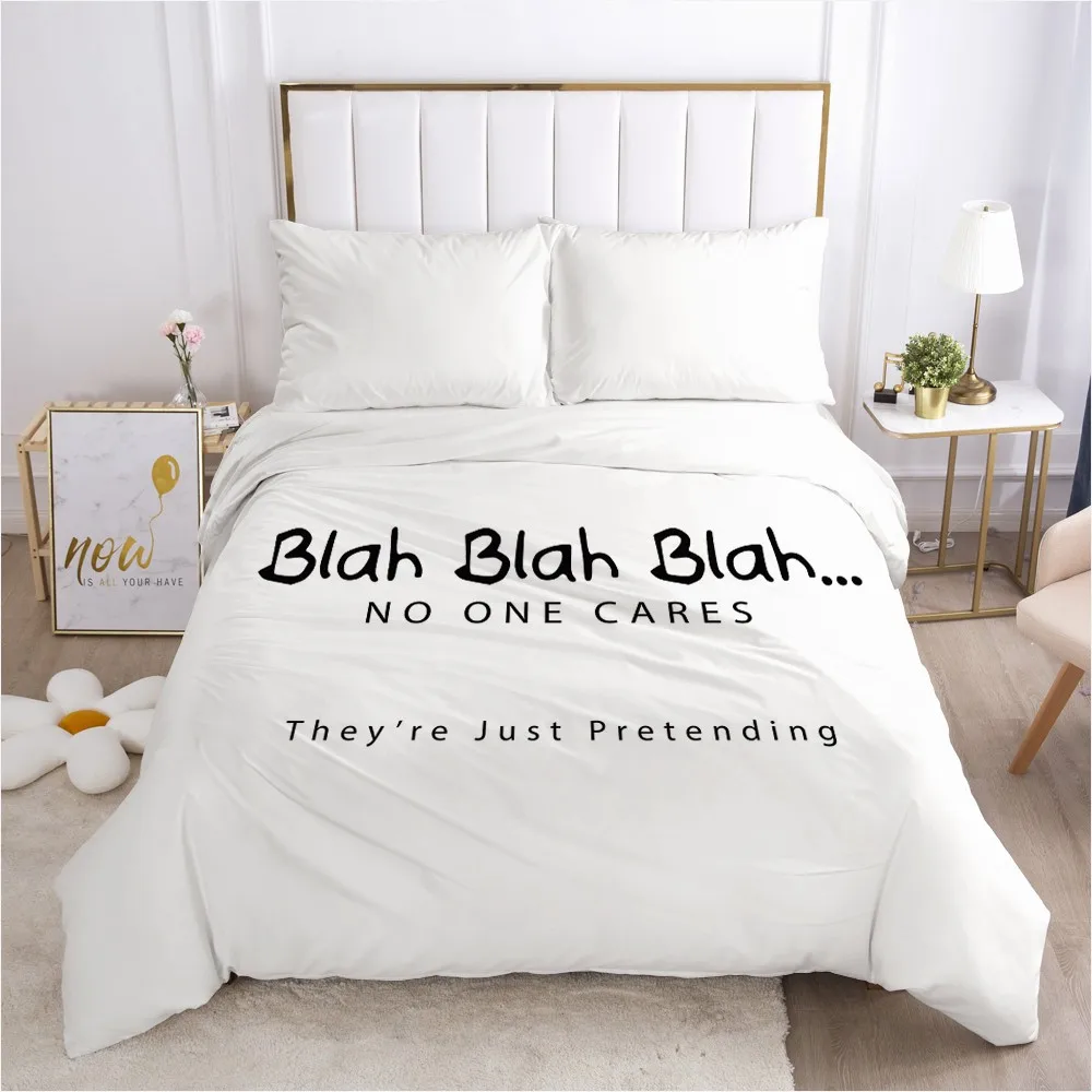 3D Selimut Penutup dengan Ritsleting Selimut/Selimut/Selimut Penutup 200X200 140X200 3D Tempat Tidur Nordik Huruf Putih Menyesuaikan Ukuran/Desain