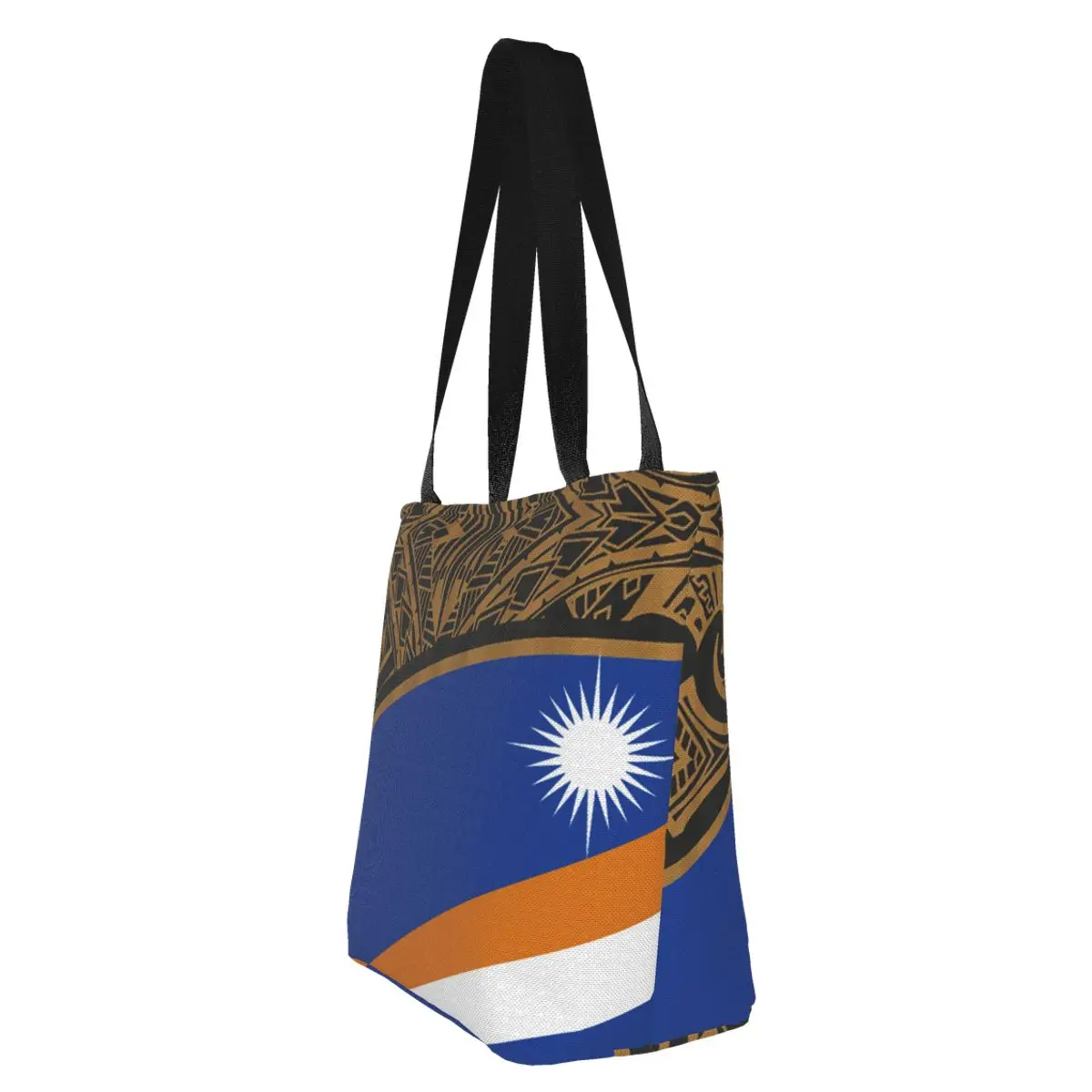 Polynesian Marshall Islands Print Women Handbags Large-Capacity Zipper Canvas Tote Bag Shopping Travel Eco Shopper Shoulder Bags