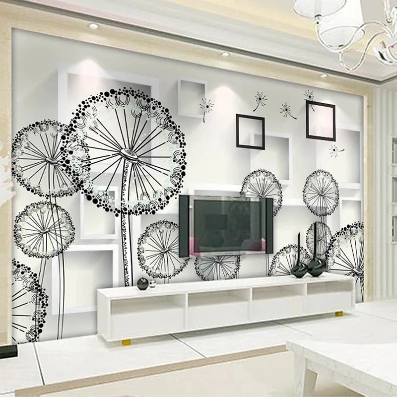 Custom Any Size 3D Photo Mural Wallpaper Modern Dandelion Box TV Background Wall Painting Papel De Parede Fresco Sticker Tapety