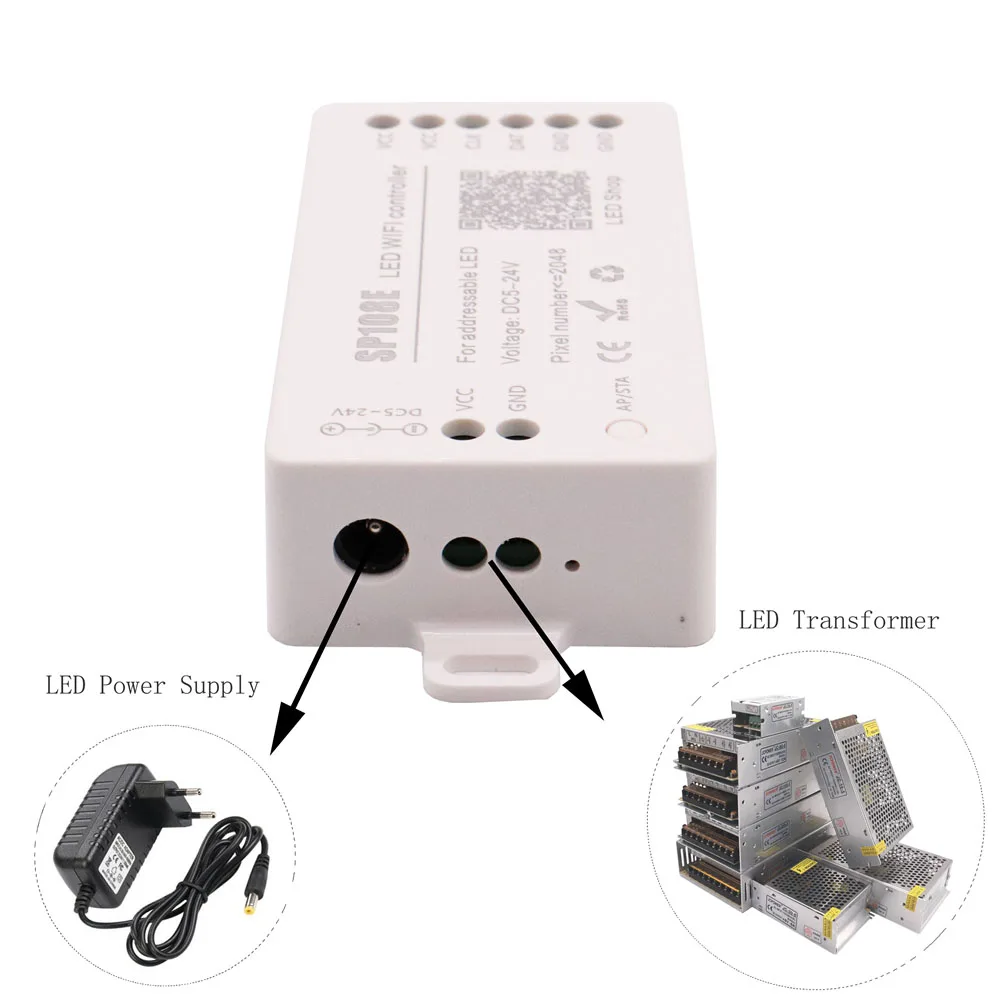 Imagem -03 - Tira Conduzida Controlador Wifi Ws2811 Ws2812b Ws2813 Ws2815 Sk6812 Etc Módulo Led Luz Inteligente App Controle sem Fio Dc524v Sp108e