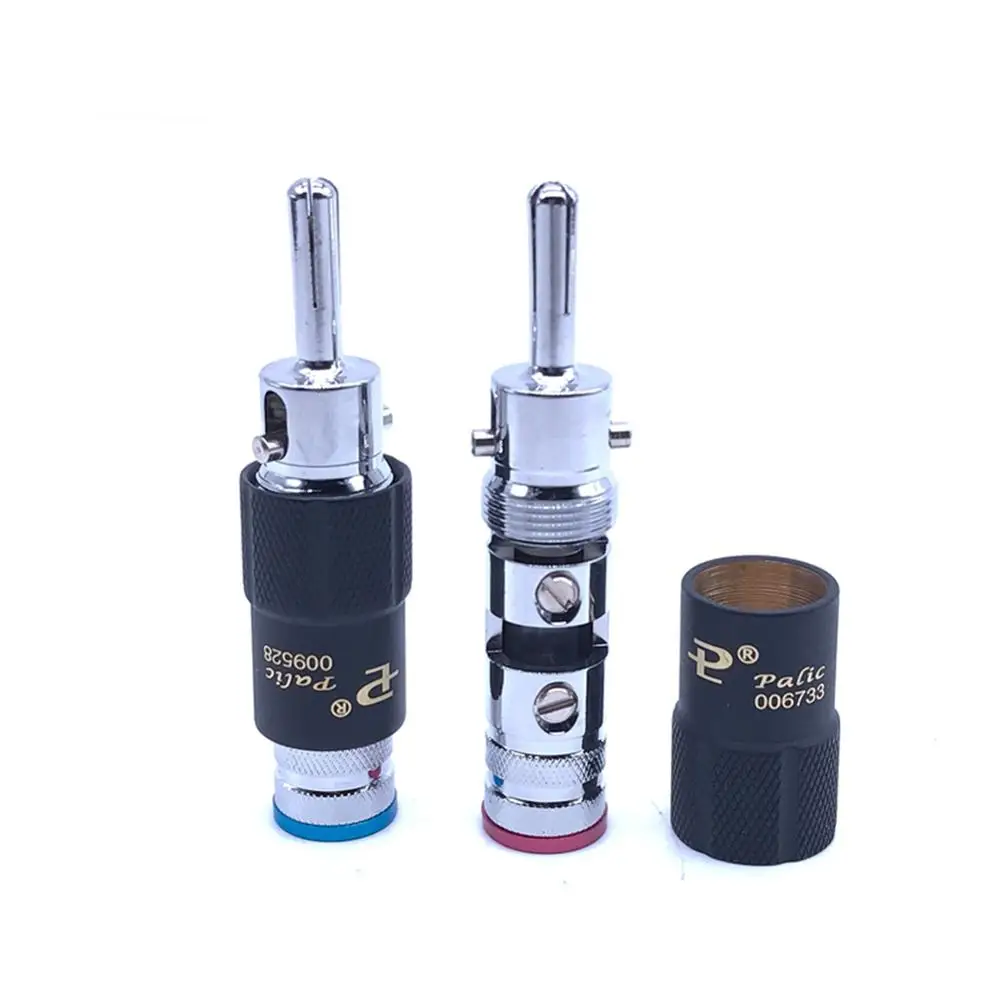 4Pcs HIFI Palic Brass  Silver Plated Banana Male Jack Audio Speaker Plug Screw Lock 9mm DIY Cable Connector