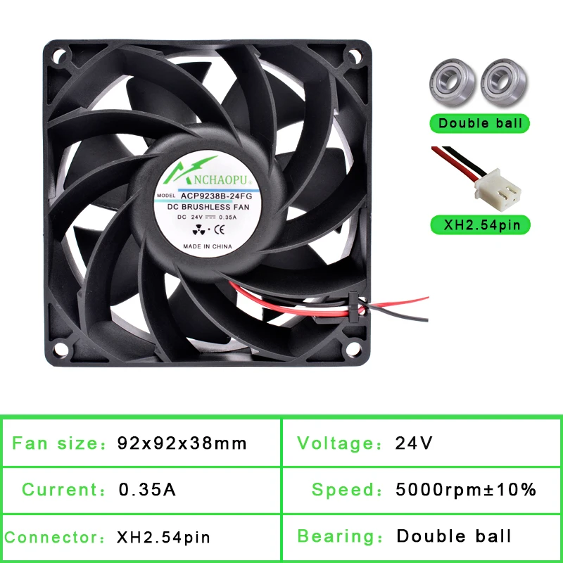 ACP9238B-24 9cm 92x92x38mm wentylator DC24V 0.35A podwójne łożysko kulkowe szybki wentylator chłodzący do przetwornica częstotliwości podwozia