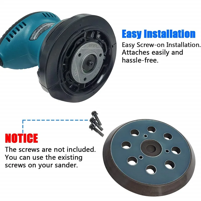 5 Inch Hook & Loop Sanding Pad 8 Holes Backing Plate for Porter Cable and Hitachi SV13YB/YA Random Orbital Sanders Woodworking