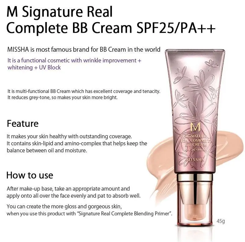 Original MISSHA M Perfect Cover BB Cream Signature Real Complete BB Cream Makeup Face Foundation BB CC Cream Korea Cosmetics