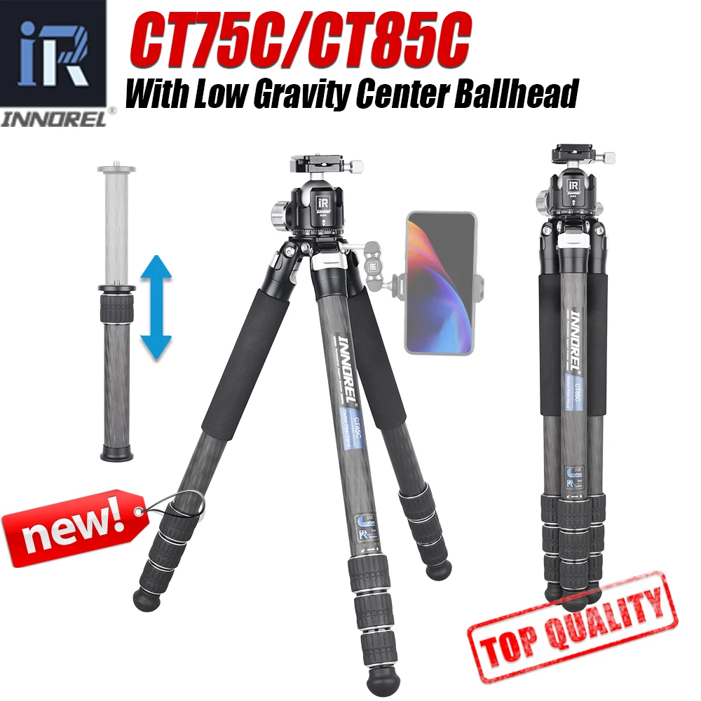 

Professional Carbon Fiber Tripod CT85C for DSLR Camera Heavy Duty Stand Low Gravity Center Ballhead add Short Center Column