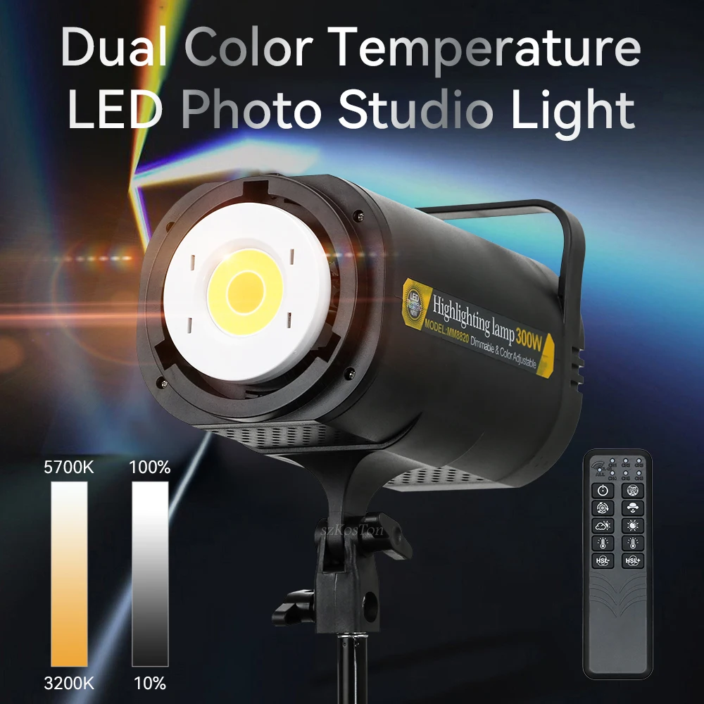 Luz LED COB para vídeo, iluminación de fotografía, 3200K-5700K CRI, con controlador inalámbrico para Youtube, maquillaje, VK, transmisión en vivo,