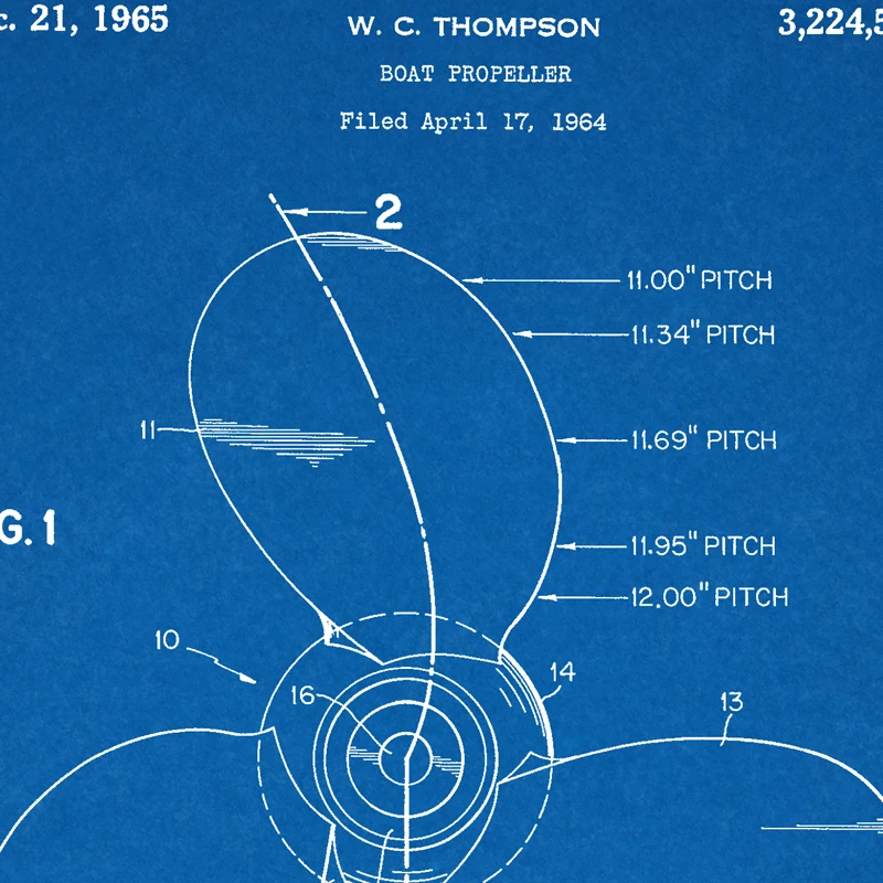 Boat Propeller Patent Print Boating Artwork Nautical Wall Art Posters Room Decor Vintage Blueprint Canvas Painting Picture Gift