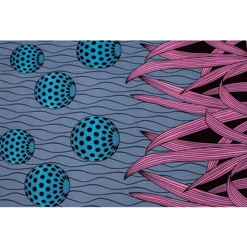 Новинка 2019, африканская ткань, гарантия, чистый хлопок, розовая трава, ткань с принтом для женщин, вечернее платье, гарантия, настоящий воск, 6 ярдов