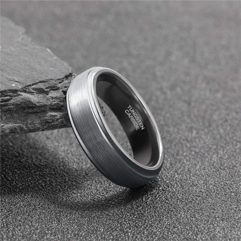 Tigrade Tungsten Carbide Ring for Man Wedding engagement Band 6/8mm Silver Color Brand Classic Design Engraving Rings size 15