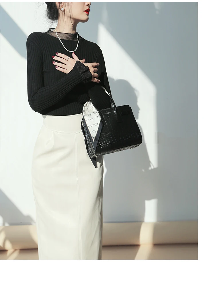 Nerazzurri Spring Midi Pu Leather Skirt Women Brown White Black Long High Waisted Pencil Skirts for Women 2023 Side Slit Zipper 28 Hbb41f46fa946442b9ba18df45210a50dR