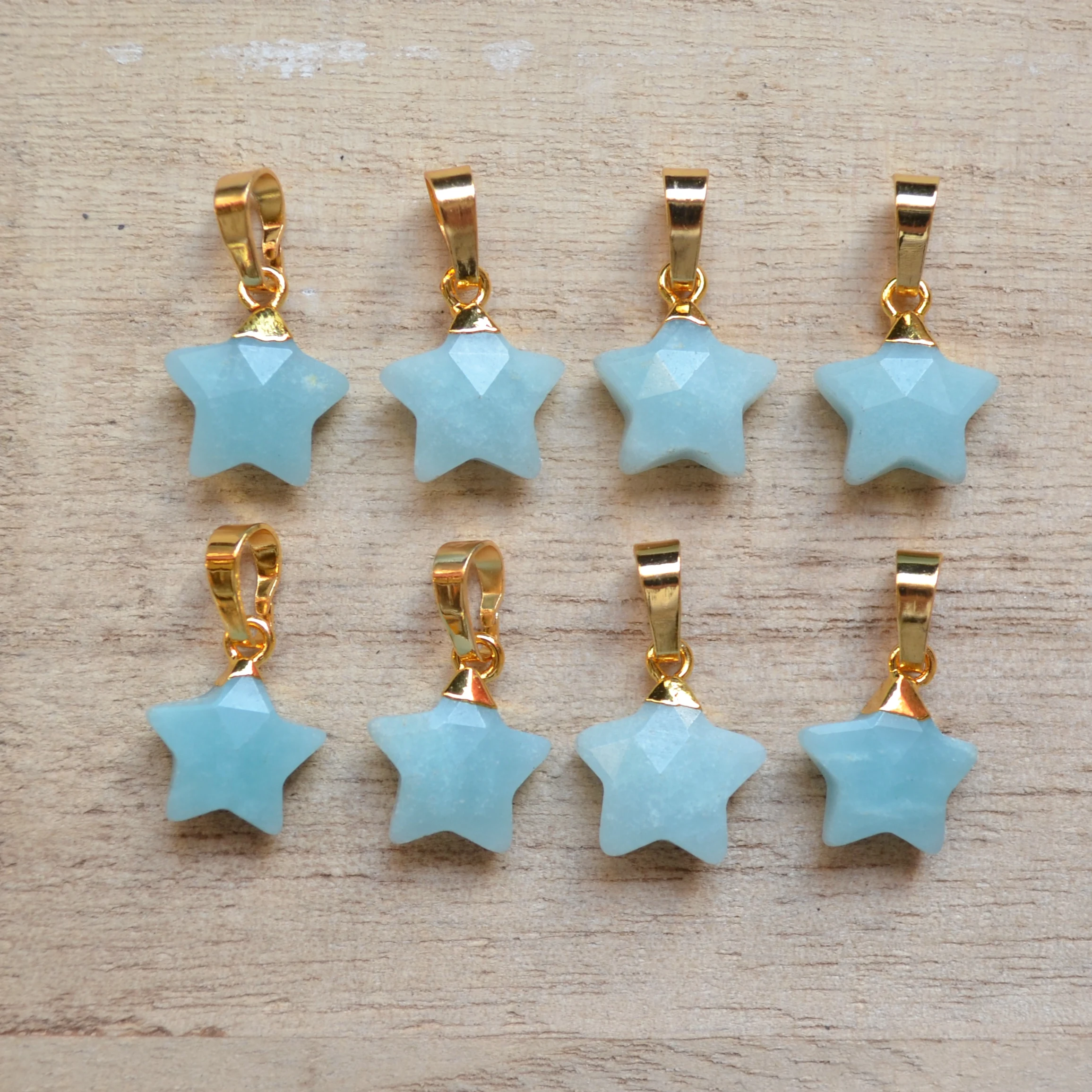 

Nature amazonite agates stone star shape pendant with Gold Electroplated Edges