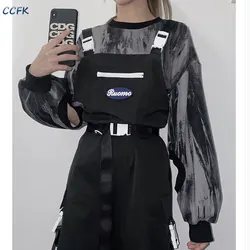 Dark Gothic Techwear Women Cargo Pants Harajuku Streetwear Black High Waist Trousers Female Mall Goth Emo Detachable Shorts 2023