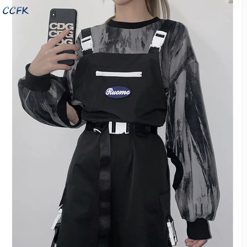 Dark Gothic Techwear Women Cargo Pants Harajuku Streetwear Black High Waist Trousers Female Mall Goth Emo Detachable Shorts 2023
