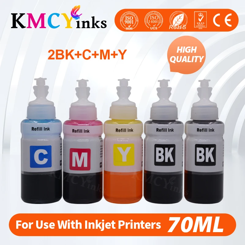 KMCYinks 544 Ink For Epson L3150 L3110 104 502 512 504 Ink EcoTank Printer ET2700 ET2750 ET3700 ET2711 BottLe Refill Dye Ink