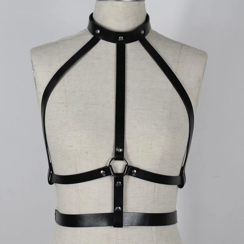 Sexy Leather Harness Bra Women Lingerie Garters Belt Bdsm Bondage Body Chest Harness Waist Belt Harajuku Gothic Sword Belt