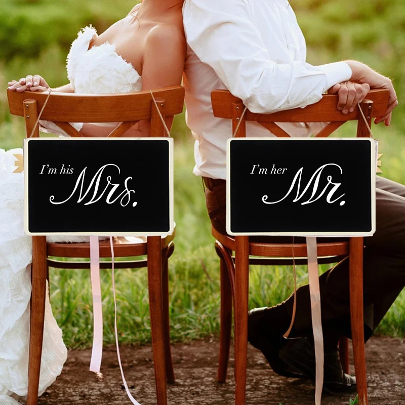 Rustic Wedding Decoration Wooden Blackboard Mr Mrs Bridal Shower Photo Props Birthday Party DIY Home Decor Chalk Message Board