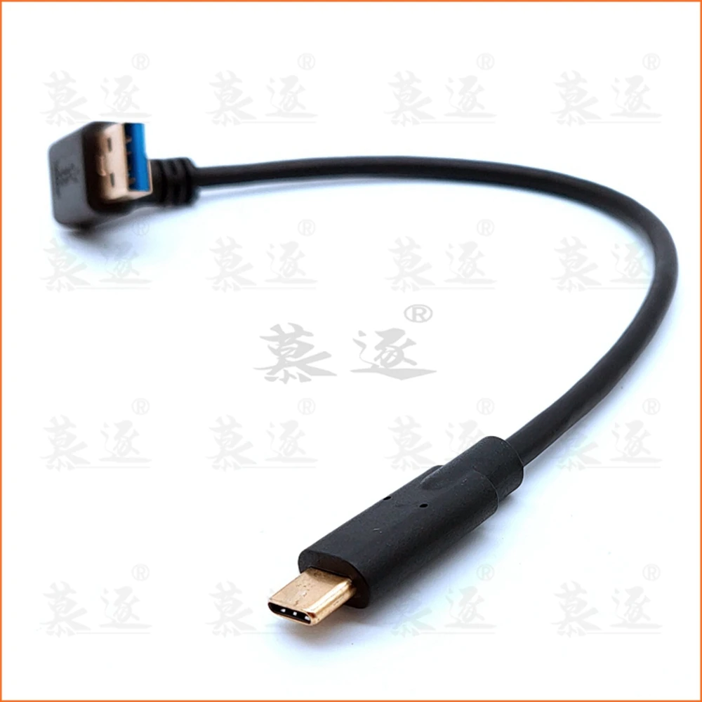 Gold-plated plug USB3.1 Type-C To USB 3.0 Type A 90 Degree Left & Right Angle Male To Male Adapter Cable 0.25m/25cm