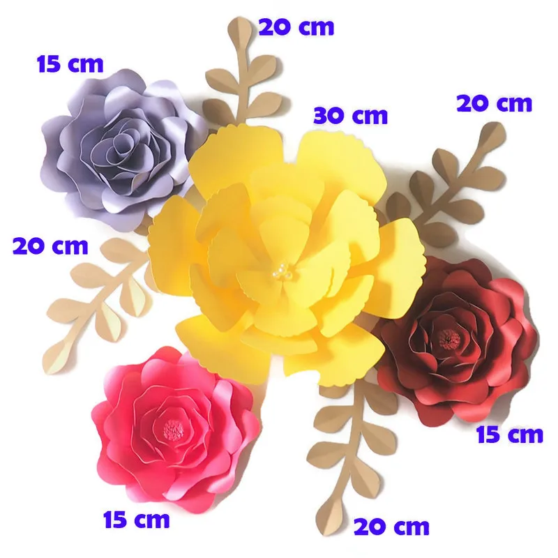 

DIY Artificial Flowers Fleurs Artificielles Backdrop Giant Paper Flowers 4PCS Paper Leave 4PCS Wedding Party Decor Baby Shower