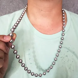 10mm huge silver color stainless steel ball chain beads chain necklace 18-40 inch for mens jewelry necklace