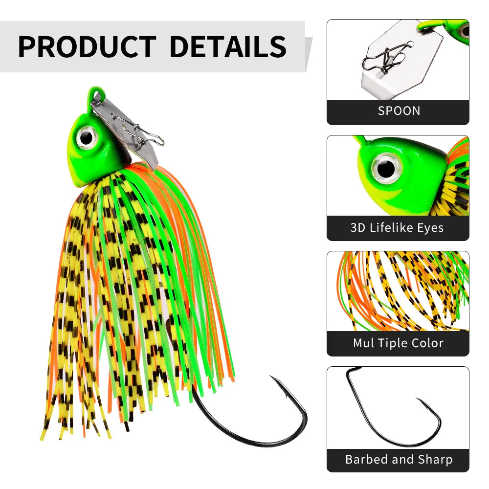 طعم صيد من PRO BEROS spnerbait 12-255G ، طعم معدني للسمك بالترتر واللحية ، معدات صيد السمك ، طُعم سبينر مع خطاف