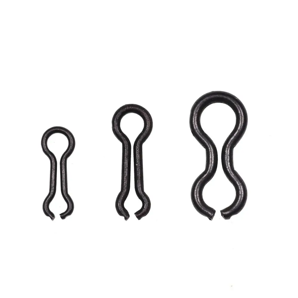 Bimoo 50/100pcs Brass Fishing Sinker Eyes Eyelets for Jig Weight Molds Splay Ring Swivel Brass Jig Snap Matt Black Gold Color