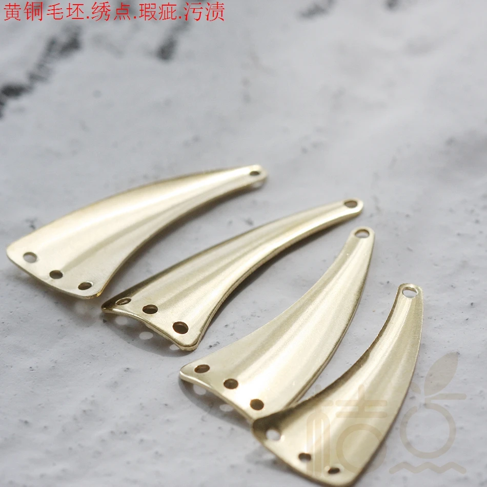 DIY Supply-Solid Brass Curved Earring Findings with 4 Holes - 33x13mm (3890C)
