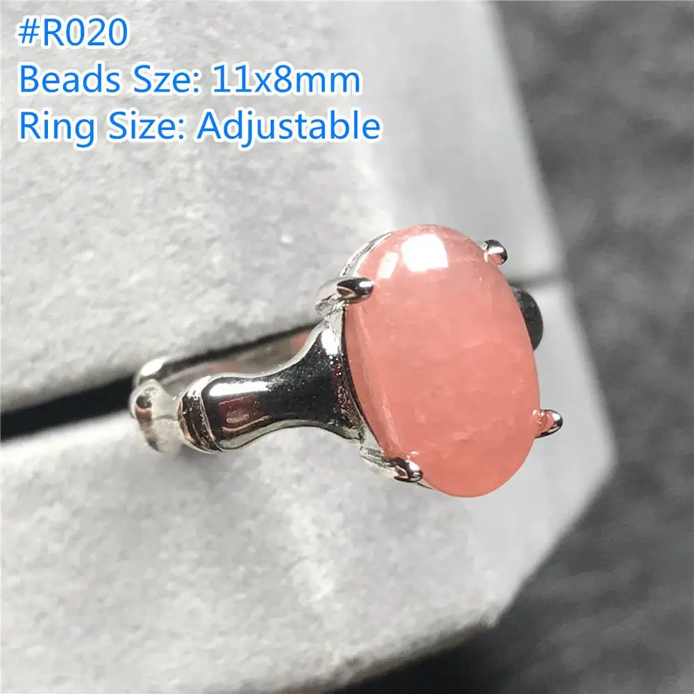 Top Natural Red Rhodochrosite Ring For Woman Lady Man Argentina Oval Beads Silver Crystal Gemstone Adjustable Ring Jewelry AAAAA