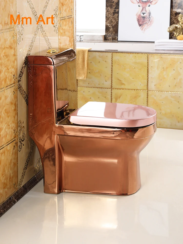 Domestic European rose gold toilet creative art bar flush toilet super swirl color deodorant toilet