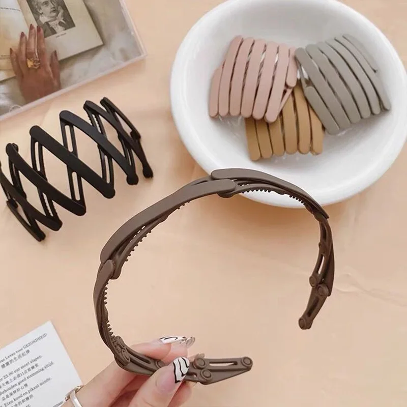 Portable Telescopic  Headbands  Women  Korean Folding Haircard with Toothed Anti-skid Face Wash Headband  Hair Accessories