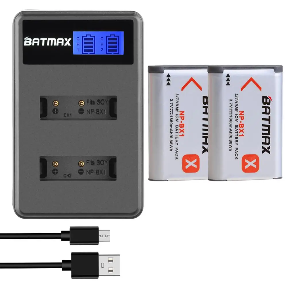 4X 1860mAh NP-BX1 NP BX1 Battery + LCD Dual USB Charger for Sony DSC RX1 RX100 M3 M2 RX1R WX300 HX300 HX50 HX60 GWP88 WX350