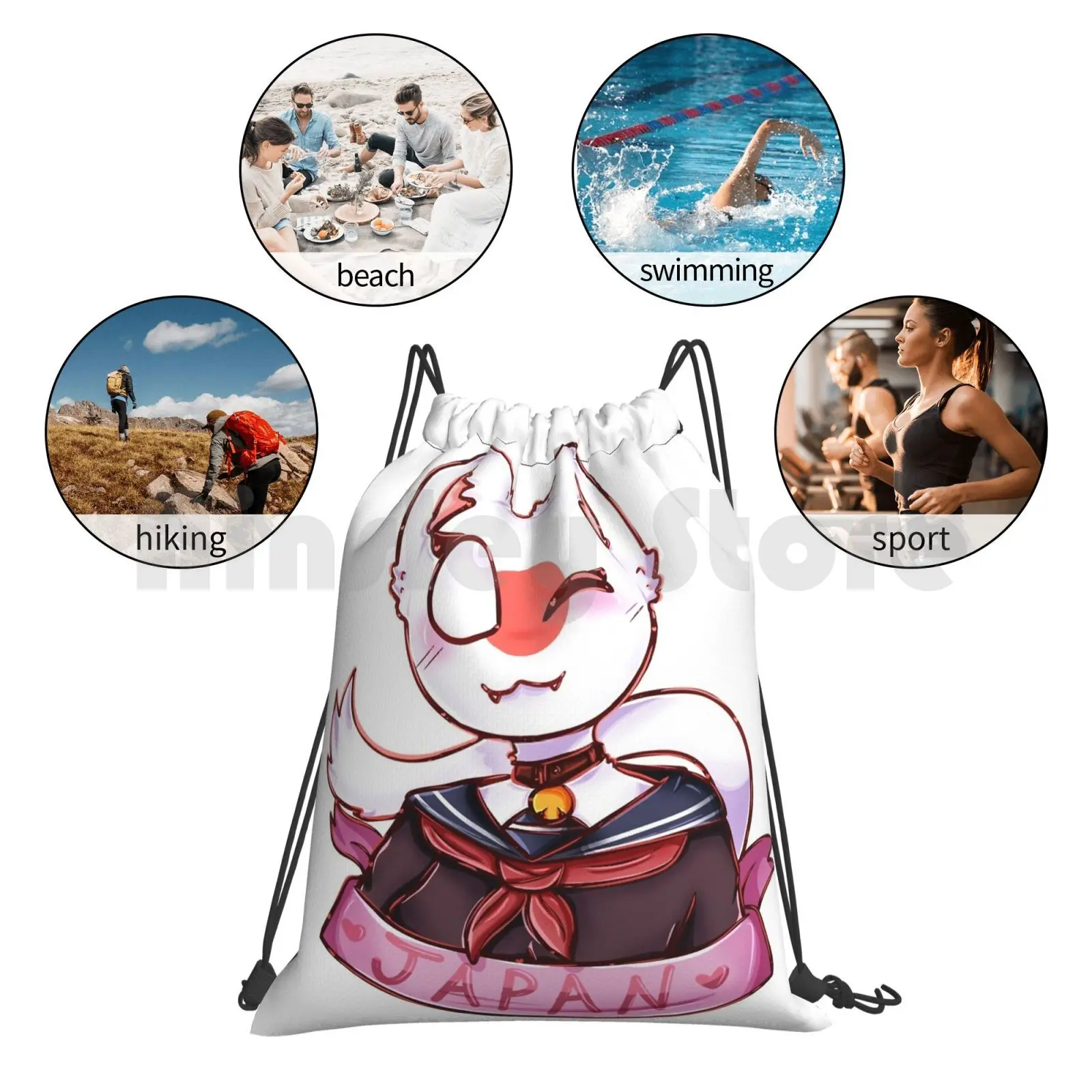 스파클 일본 컨트리휴먼 배낭 드로스트링 백, 승마 등산 체육관 가방