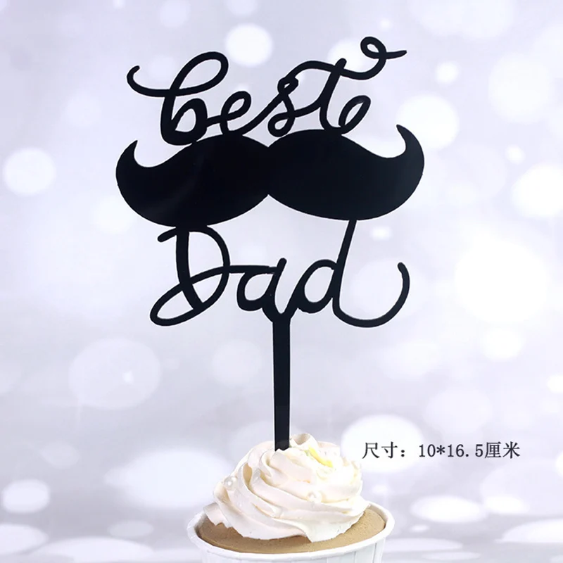 Simple Letters DAD Birthday Cake Topper Black Golden Happy Birthday Acrylic Cake Toppers For Father's Day Party Gift Decorations