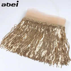 2Yards 32cm Fringe Sequins Paillette Tassel Lace DIY Wedding Party Dress Mesh Fabric Trims Handmade Sewing Crafts Accessories