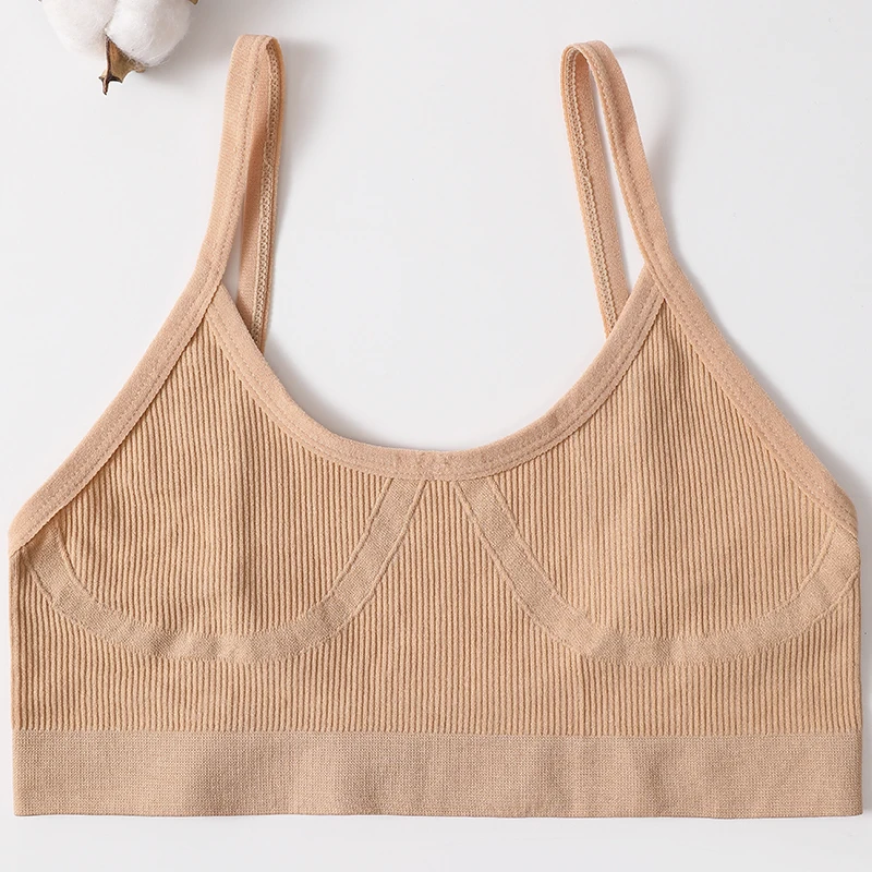 Seamless Womens Bralette Ribbed U Back Wireless Tube Bra full view