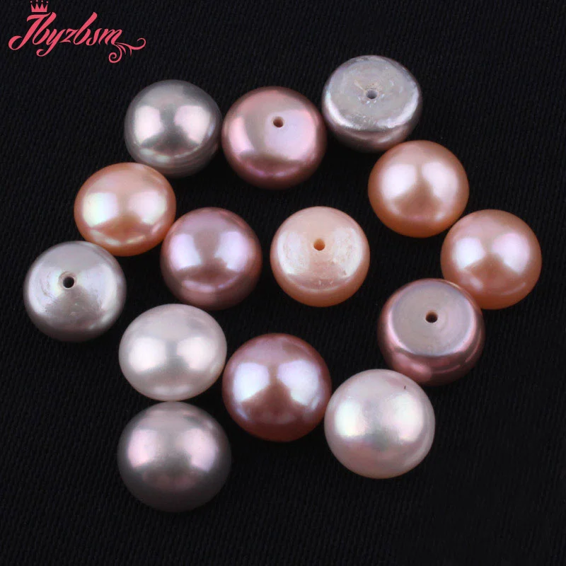 10mm 3A Grade Half Drilling Freshwater Pearl Button Beads Natural Stone Beads For Jewelry Making DIY Earring Fashion 1 Pair