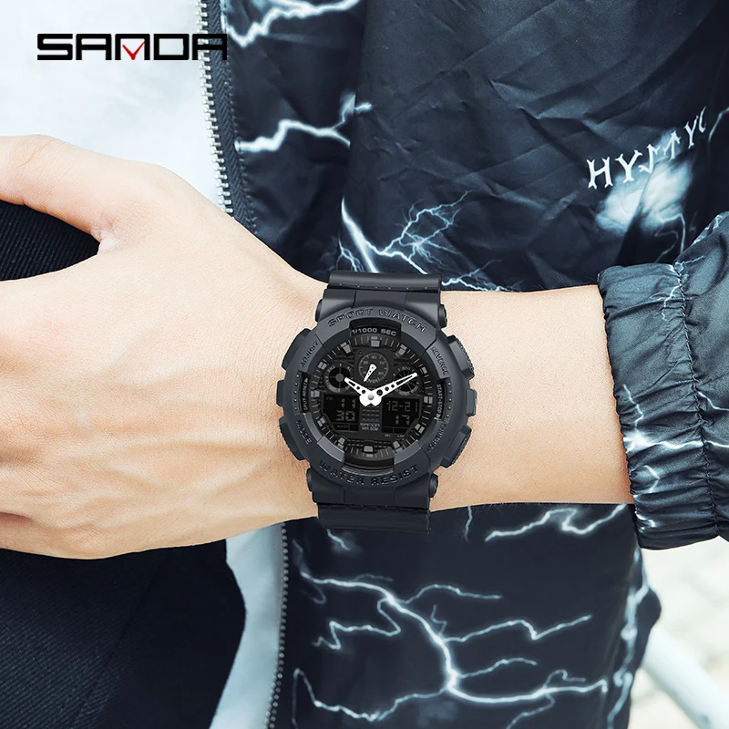 SANDA Top Brand Digital Watch Men Sport Watches Electronic LED Male Wrist Watch For Men Clock Outdoor Waterproof Wristwatch 3110