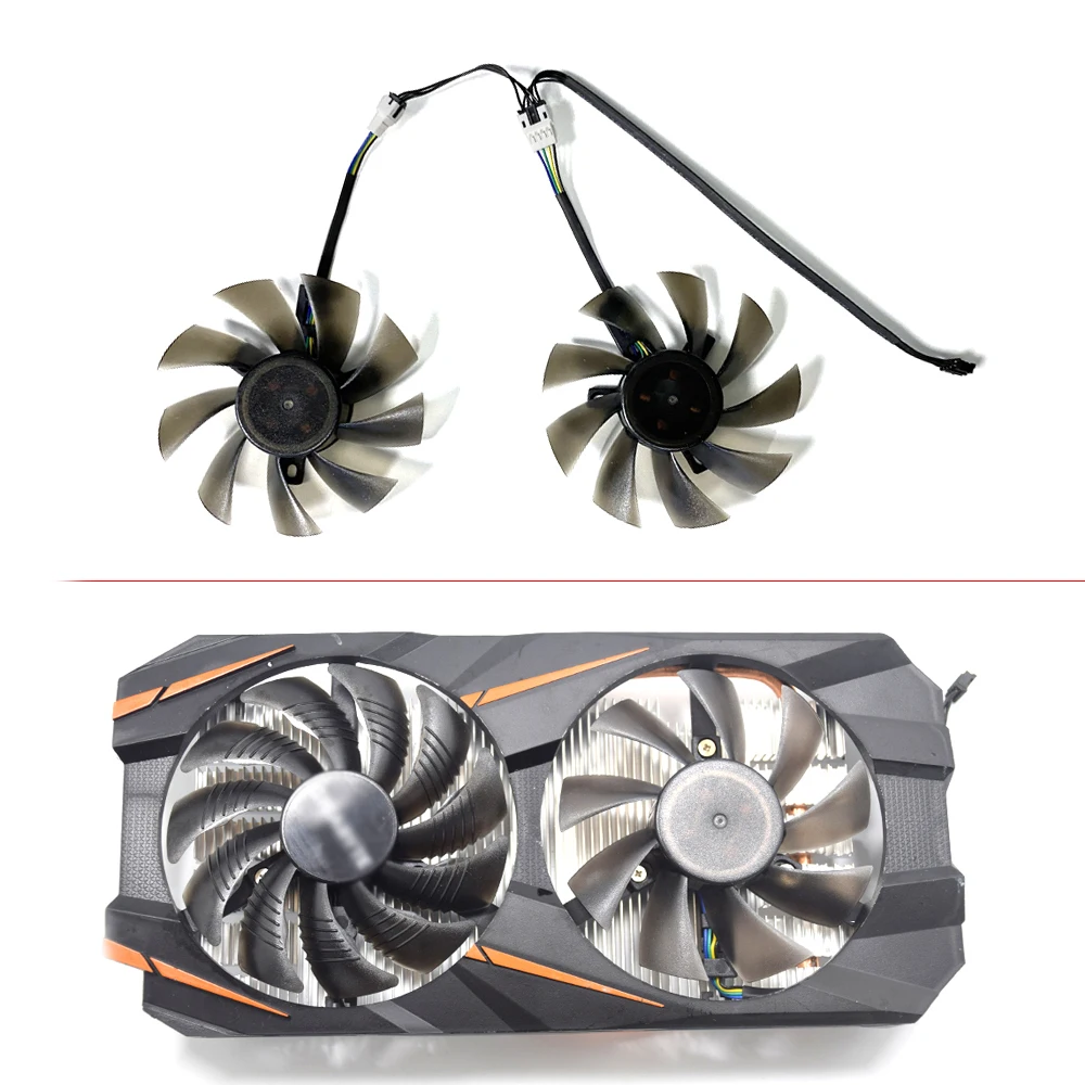 

2PCS Cooling Fan For Gigabyte GeForce GTX 1060 G1 Graphics GTX1050 TI RX 480 470 Card Cooler Fans T129215SU PLD09210S12HH