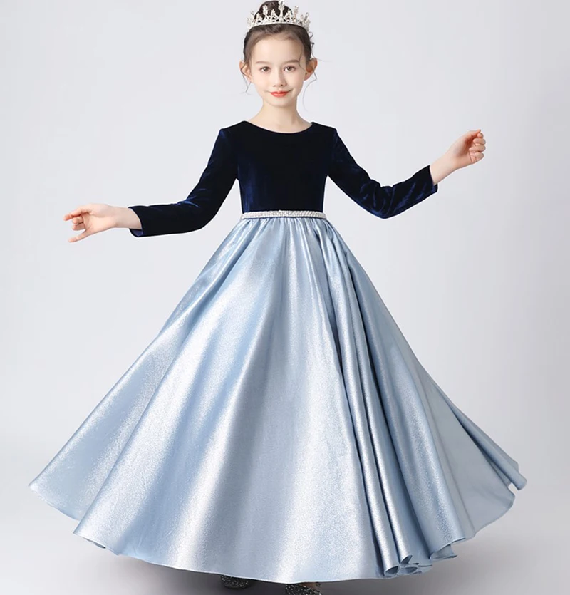 Dideyttawl Princess Flower Girls Dresses For New Year Long Sleeves Junior Bridesmaid Dress Kids Wedding Pageant Gowns