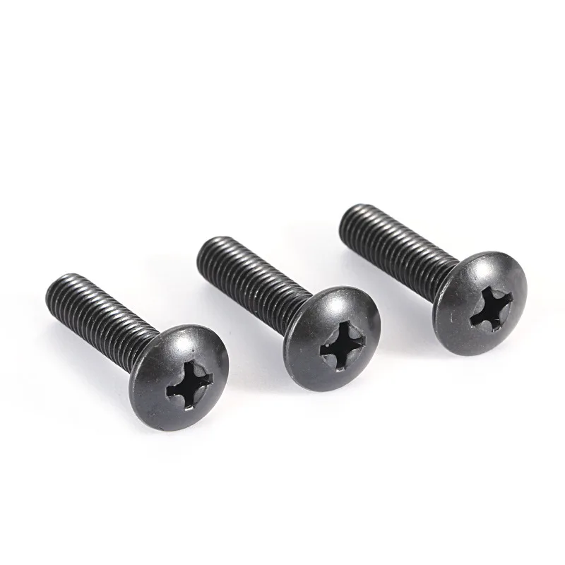 10Pcs/lot M2 M2.5 M3 M3.5 M4 M5 M6 TM Screws Phillips Truss Mushroom Head Screw Black Plated Electronic Carbon Steel Screws