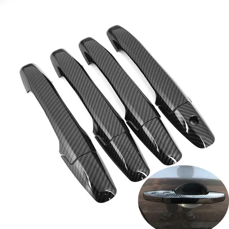 For Honda Civic 2006 2007 2008 2009 2010 2011 Carbon Fiber Chrome Car Door Handle Cover Decor Trim Styling Accessories