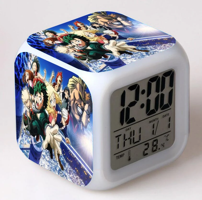 Anime My Hero Academia  Cartoon LED 7 Color Flash Digital Alarm Clocks Night Light Bedroom Desk Clock despertador Alarm-Clock