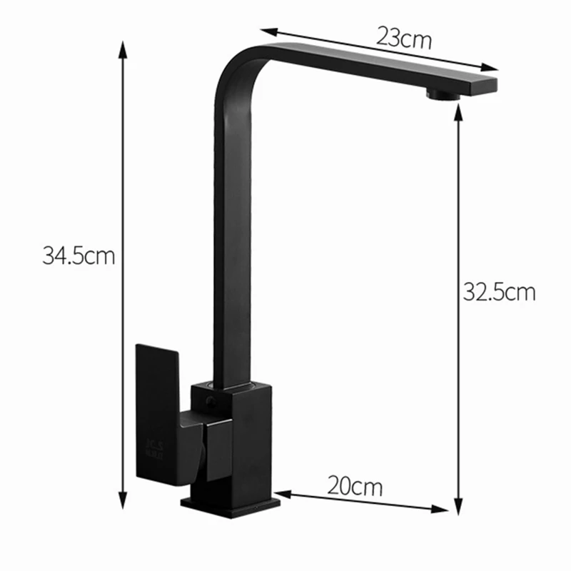 Black Square Kitchen Faucet Chorme/Gold Hot Cold Utility Kitchen Sink Tap 360 Degree Rotation Mixer Deck Mounted Water Taps
