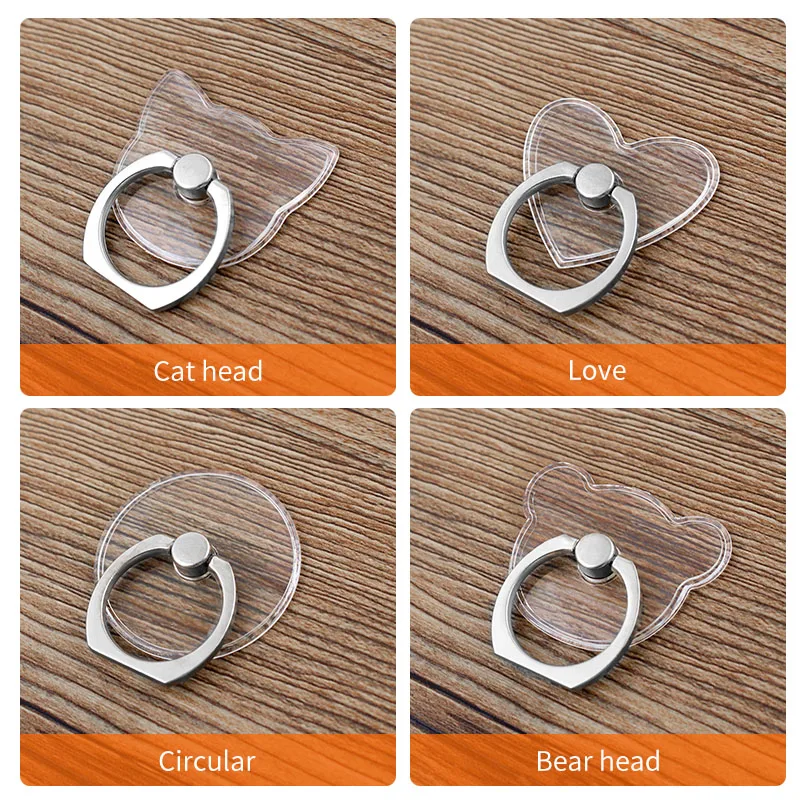 Universal Stent Mobile Phone Holder Stand Finger Ring Magnetic For cute Cell Smart Phone Transparent holder for iphone XS MAX X