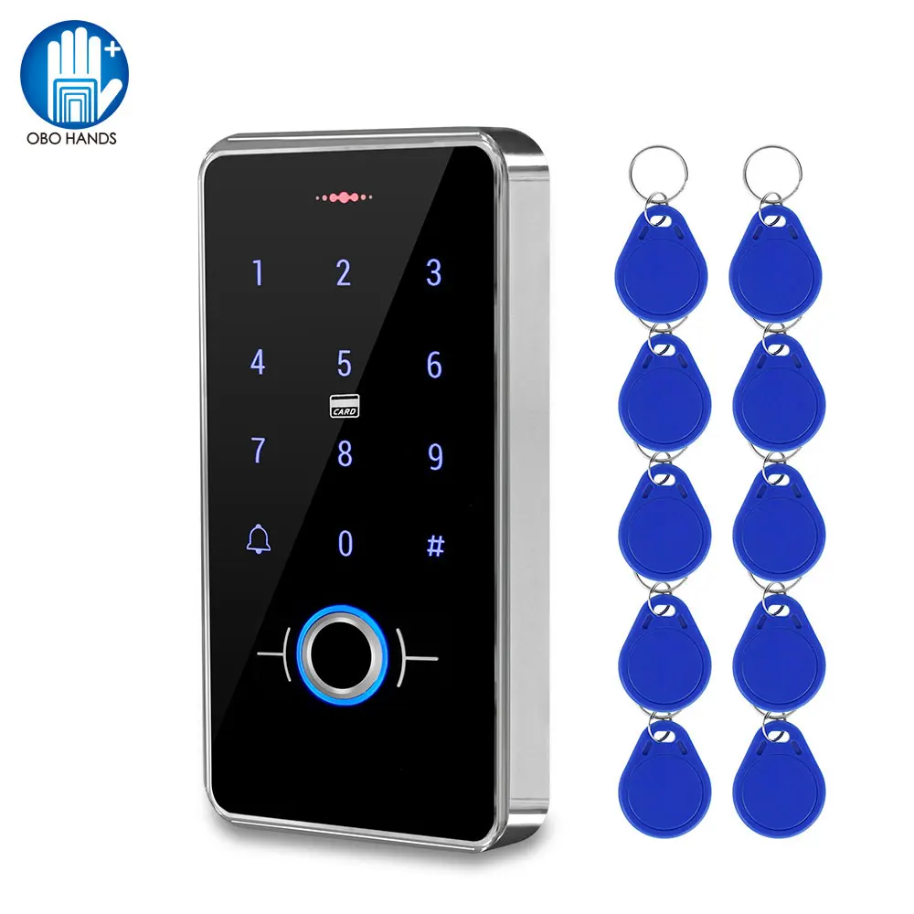 Outdoor IP68 Waterproof Fingerprint Access Control Keypad RFID Keyboard Touch Panel Electronic Door Opener System 13.56MHz Cards