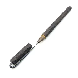 Outdoors Action Writing Tools EDC Solid Brass Retro Stone Grain Gel Ink Clip Pen School Office Stationery Supplies