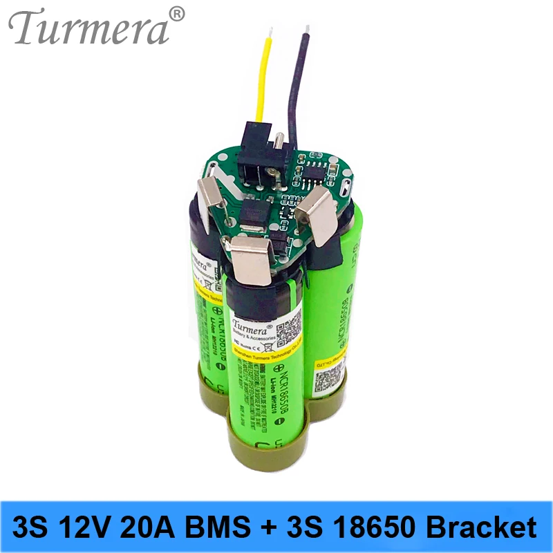 

Turmera 3S 10.8V 12.6V Screwdriver Battery 3S1P 18650 Bracket Holder and 12V 20A BMS Apply to Shrika Shura and RC Airplane Drone