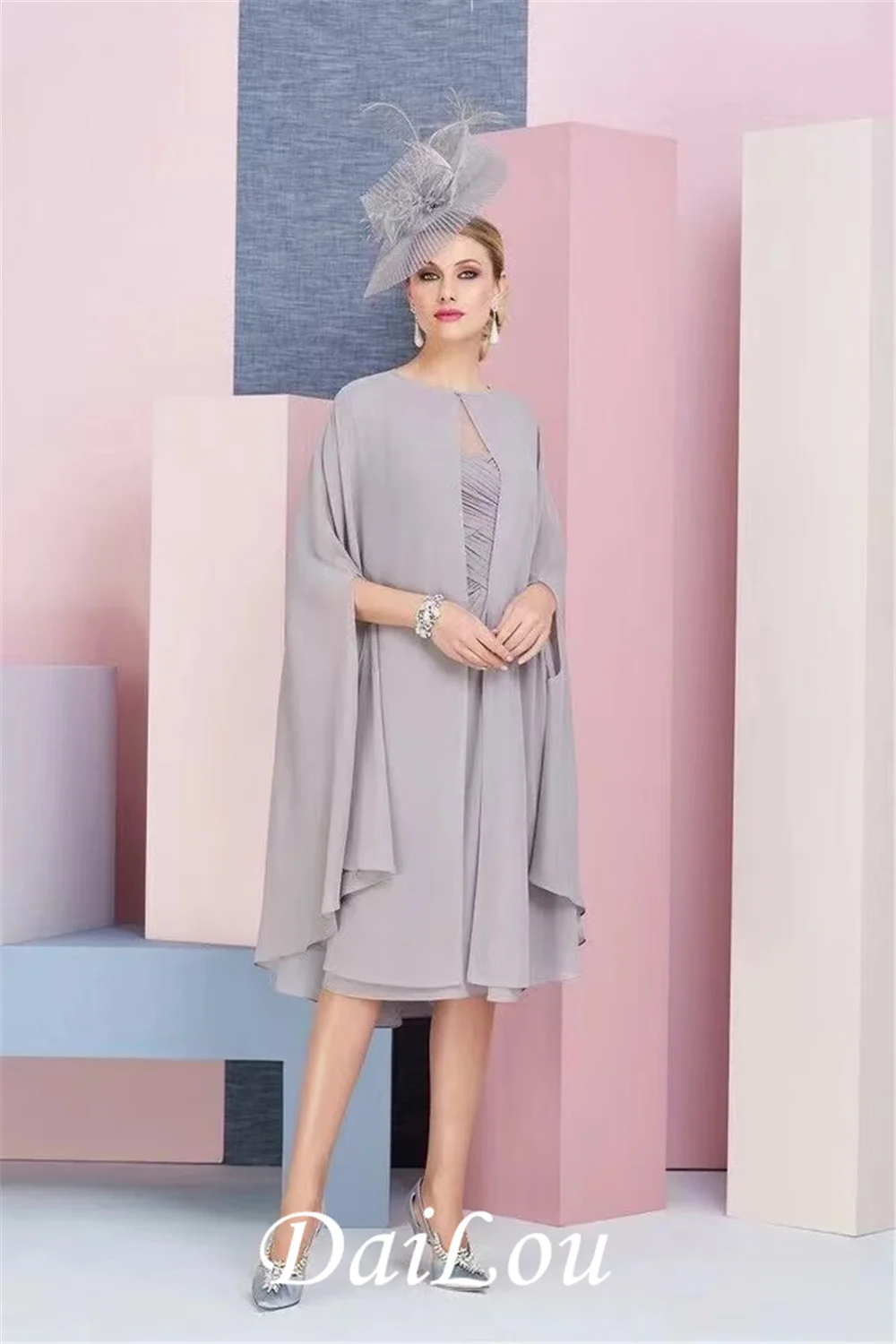 

Платье для матери невесты и жениха с кружевной аппликацией, шифоновое платье из 2 частей для свадебной церемонии и выпускного вечера, 2021