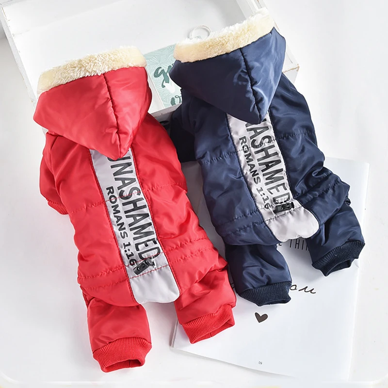 

Hoodies Winter Dogs Clothes Supper Thickening Cotton-padded Jacket Warm Pet Cat Clothing Jumpsuit Cold Proof Warm Puppy Apparels