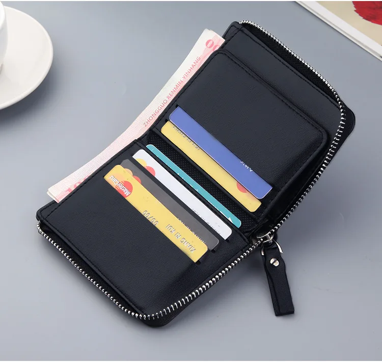 Men's Short PU Leather Wallet with Zipper Coin Pocket description 13