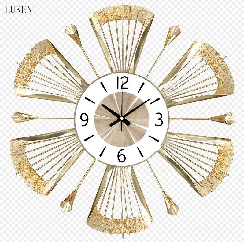 European Luxury Wrought Iron Wall Clocks Home Livingroom TV 3D Wall Sticker Crafts Hotel Restaurant Wall Clock Mural Decoration